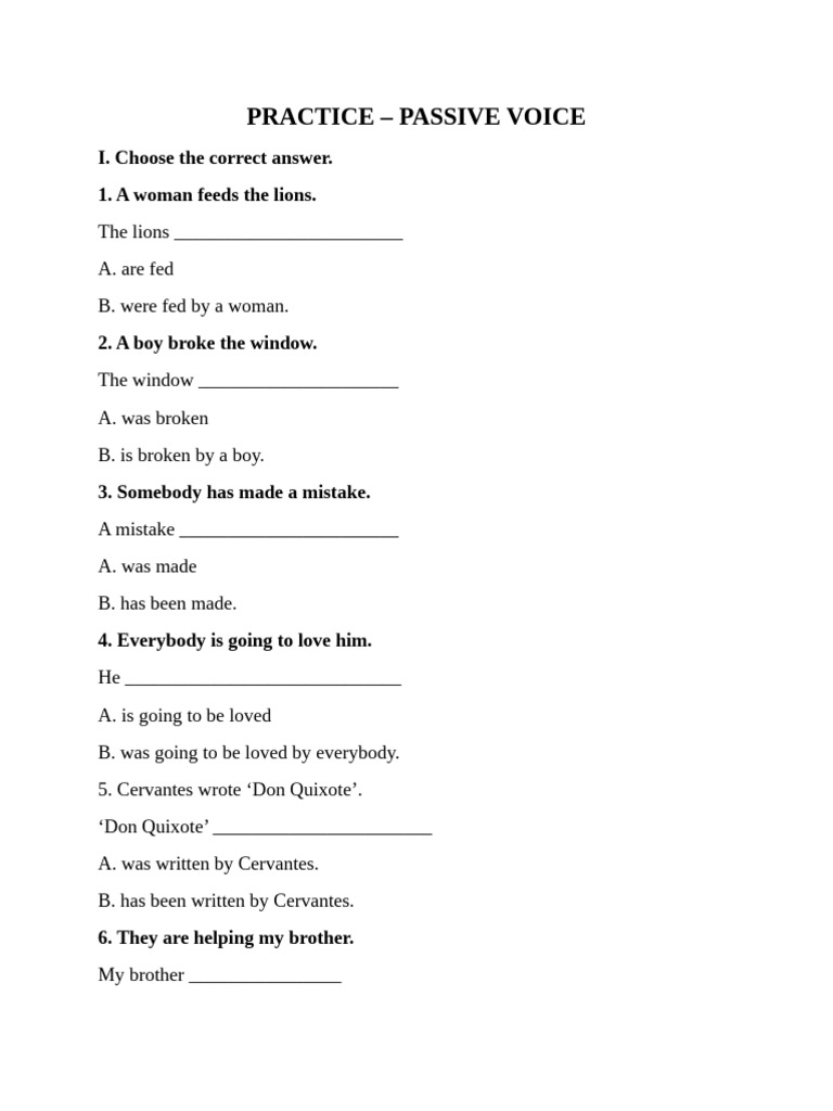 Passive Voice Practice Exercises | PDF