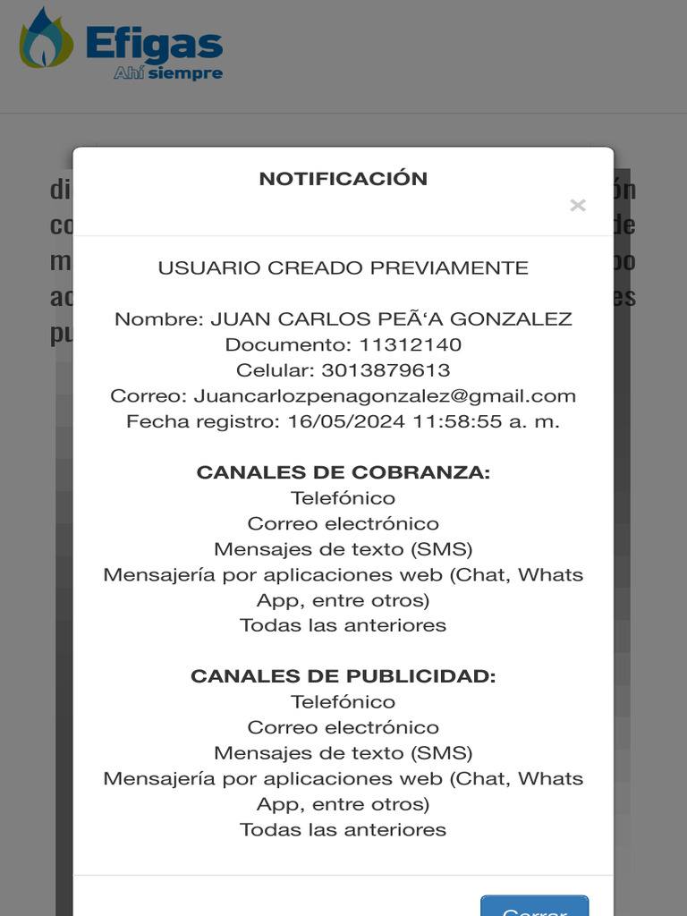 Crear LDDF - Portal Virtual Efigas | PDF