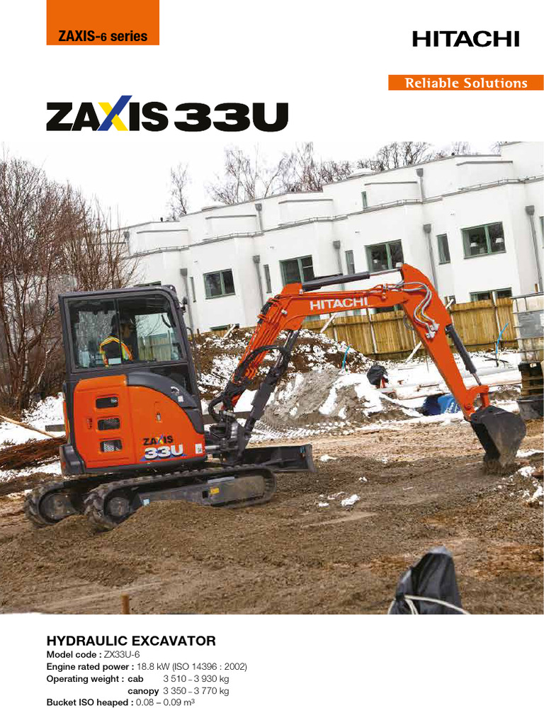 Hitachi ZX33U-6 Mini Excavator Overview | PDF | Pump | Engines