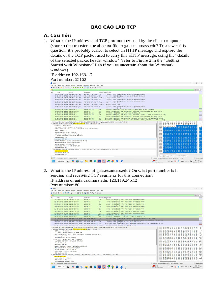 TCP Connection Analysis with Wireshark | PDF | Transmission Control ...