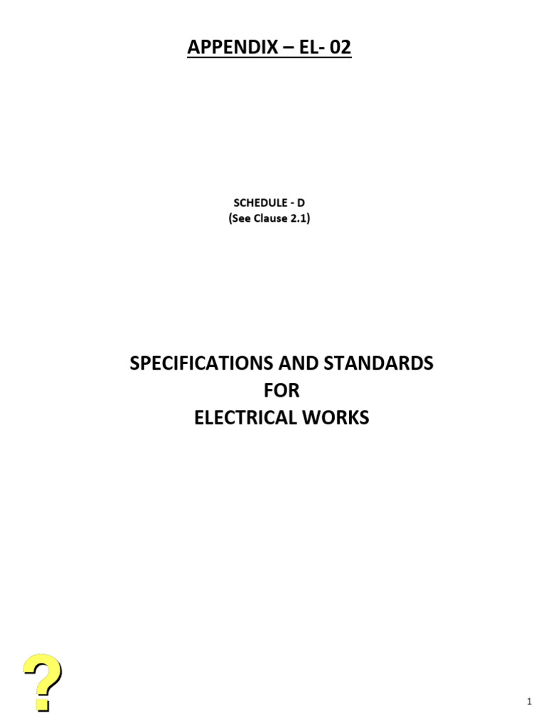 Electrical Works Specifications & Standards | PDF | Electrical Wiring ...