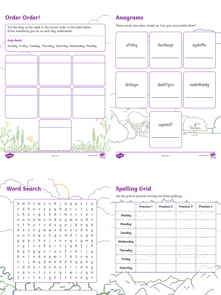 Activities for Each Day of the Week | PDF | Workweek And Weekend
