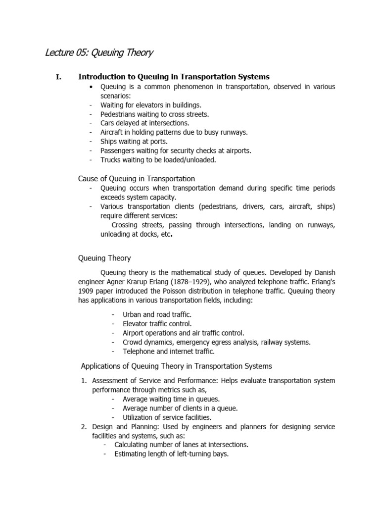 Introduction to Queuing Theory in Transportation | PDF | Applied ...
