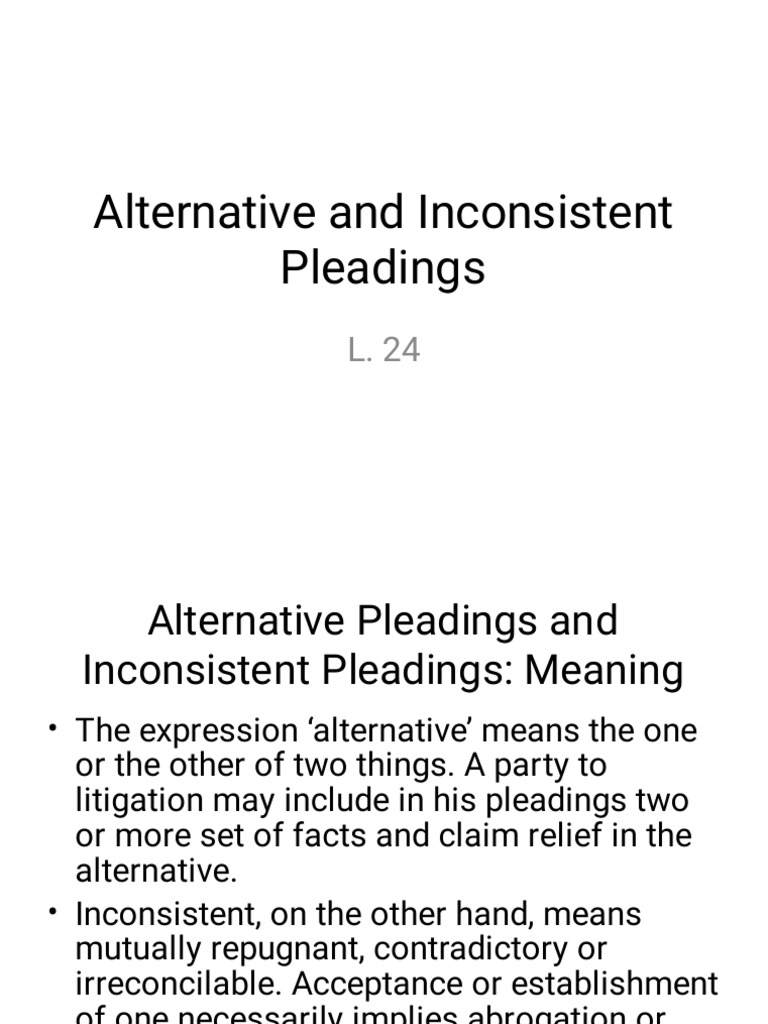 Understanding Alternative and Inconsistent Pleadings | PDF | Lawsuit ...