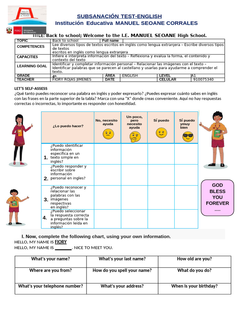 Actividades de Inglés para 4to Grado | PDF | Idiomas del Reino Unido