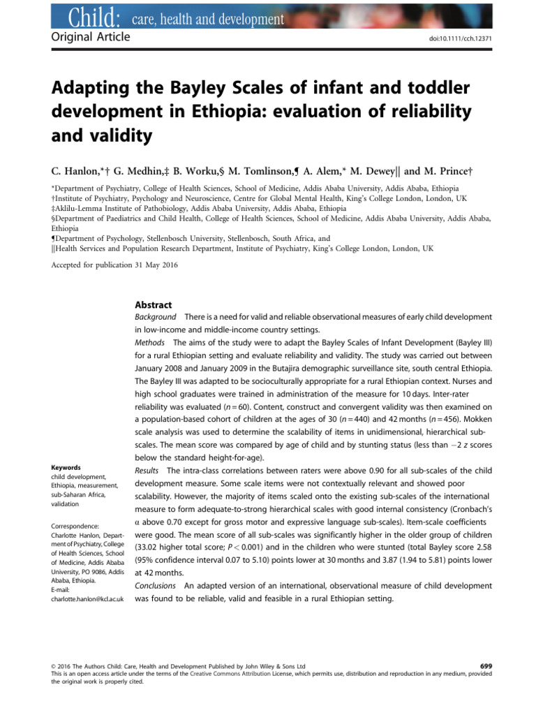Adapting Bayley Scales in Ethiopia | PDF | Behavioural Sciences ...