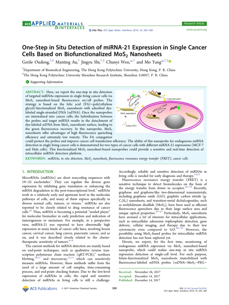 Oudeng Et Al 2017 One Step in Situ Detection of Mirna 21 Expression in ...
