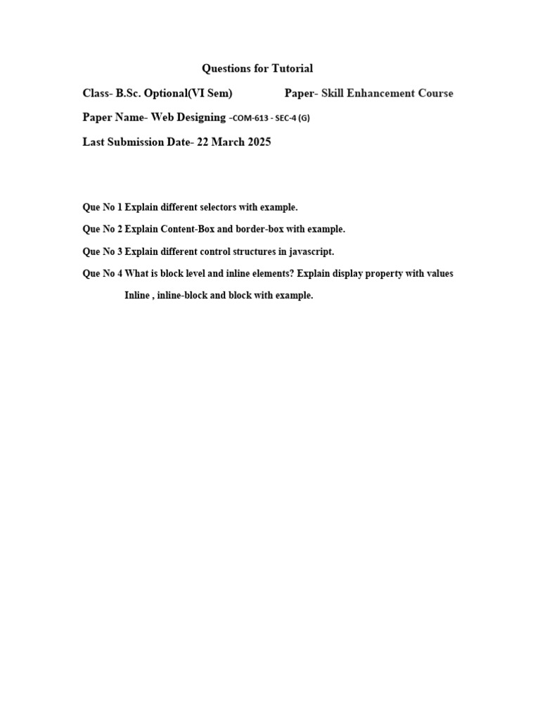 Tutorial Questions | PDF