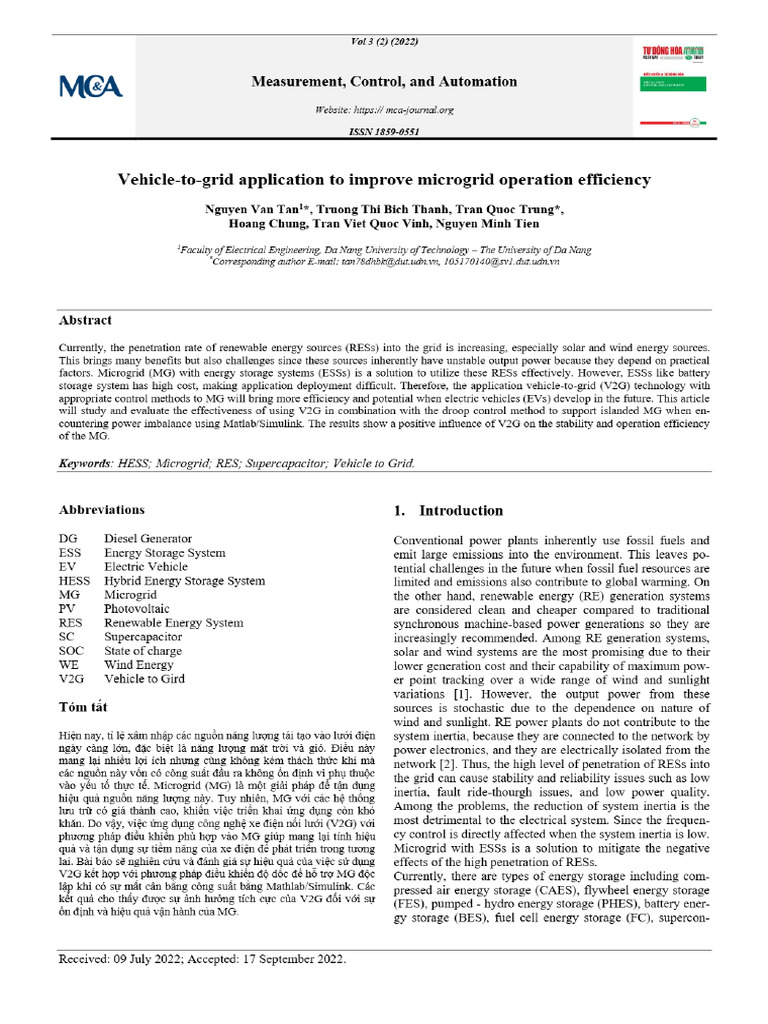 View of Vehicle-To-grid Application To Improve Microgrid Operation ...