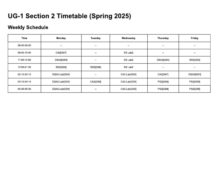 Timetable | PDF
