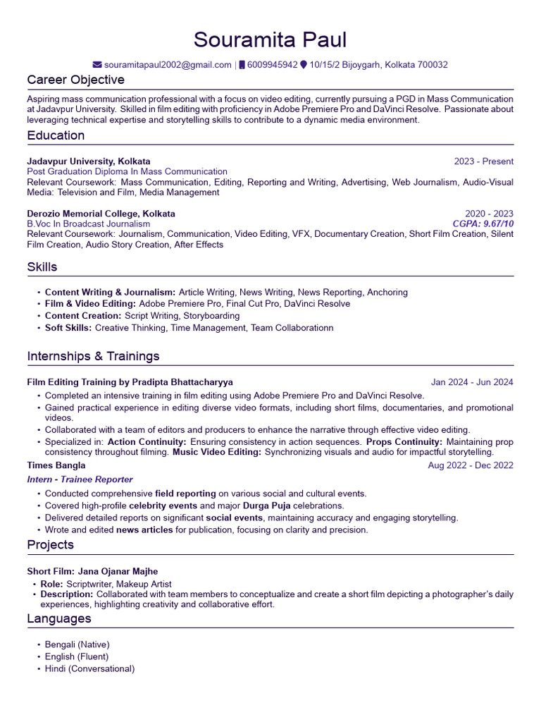 Jadavpur University Mass Comm Profile | PDF | Editing | Human Communication