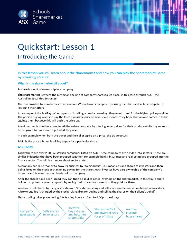 ASX Sharemarket Game: Quickstart Guide | PDF | Order (Exchange) | Stock ...