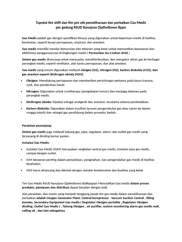 Tugas dan Struktur Tim Gas Medis RSUD | PDF