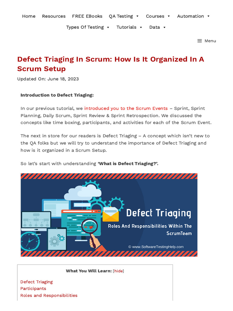 Defect Triaging in Scrum Explained | PDF | Scrum (Software Development)