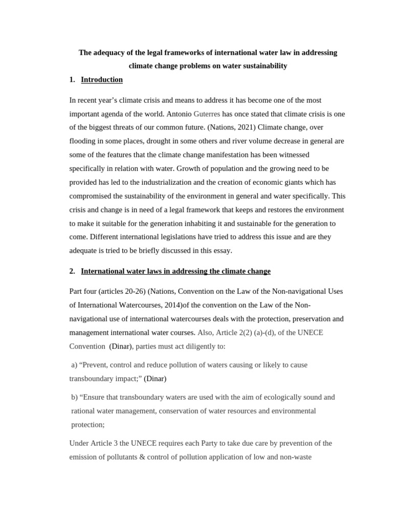 International Water Law and Climate Change | PDF | Sustainability ...