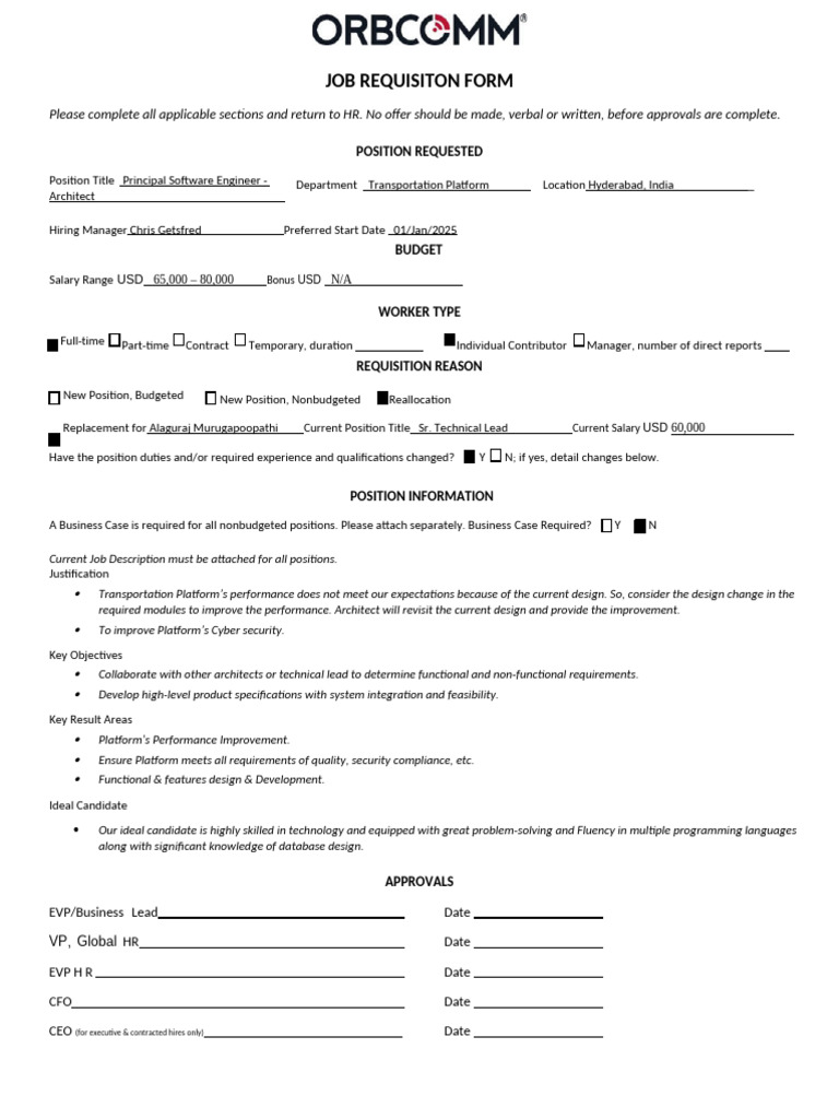 OTP-Principal Software Engineer - Architect - Job - Requisition Form ...