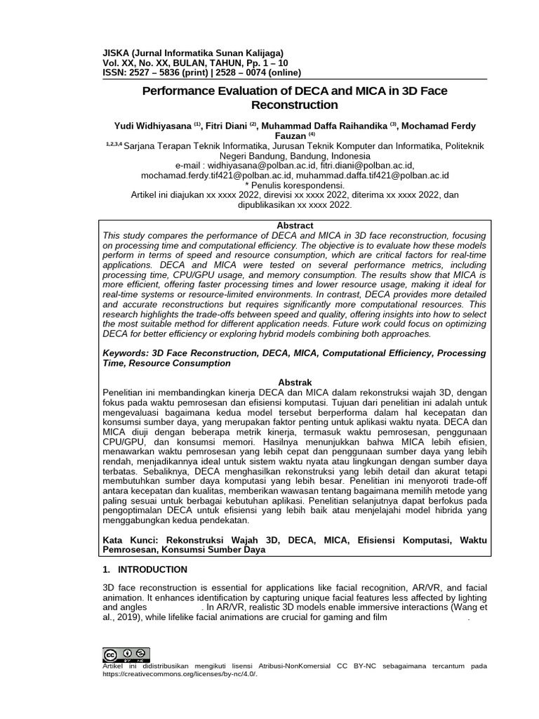 DECA vs MICA: 3D Face Reconstruction Performance | PDF | Central ...