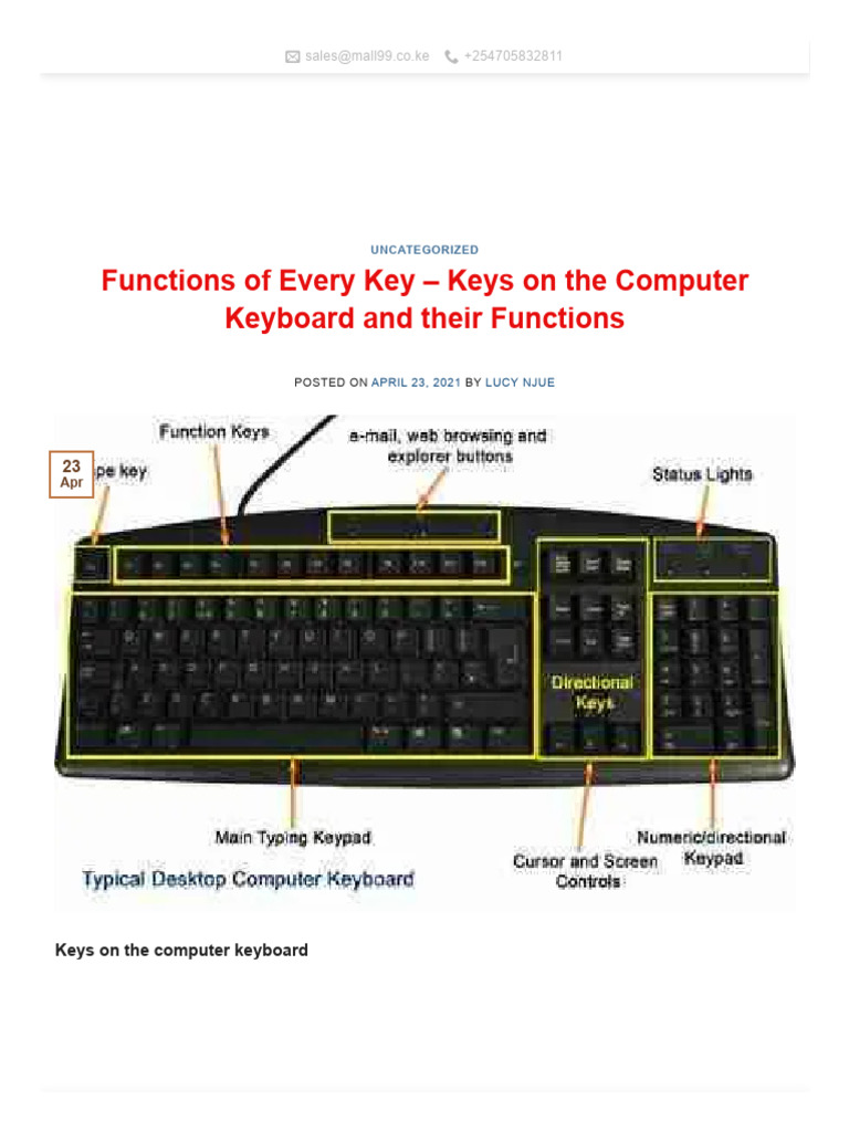 Functions of Every Key - Keys On The Computer Keyboard and Their ...