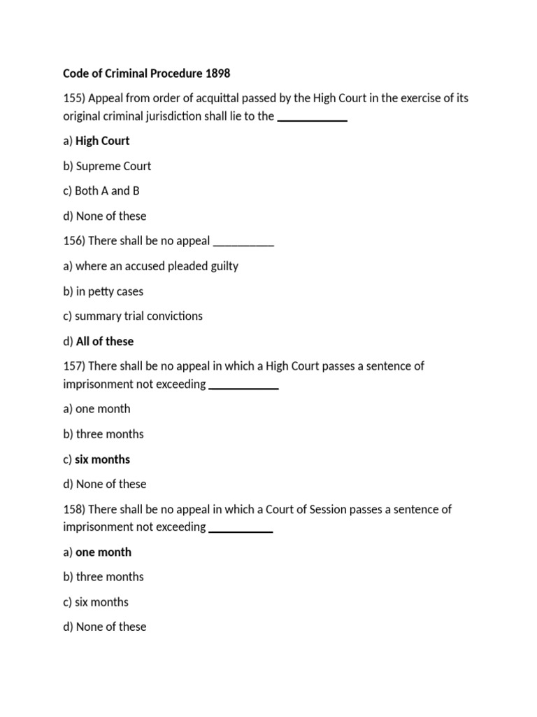 Criminal Procedure Code Appeals Guide | PDF | Bail | Misconduct