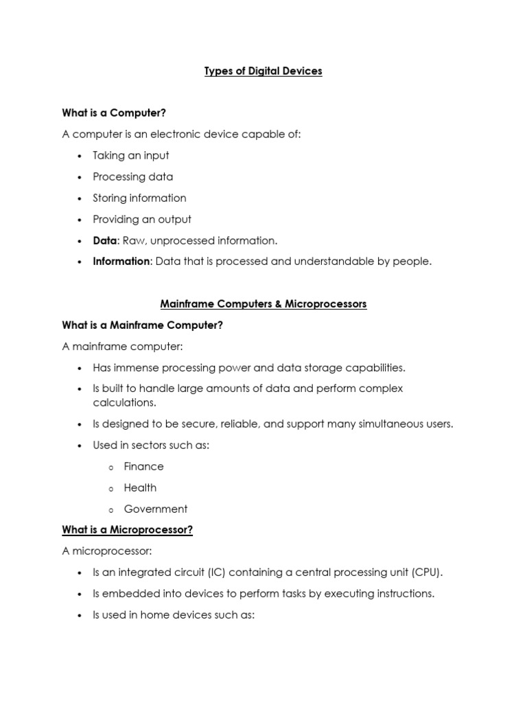 Overview of Digital Devices and Uses | PDF | Smartphone | Desktop Computer