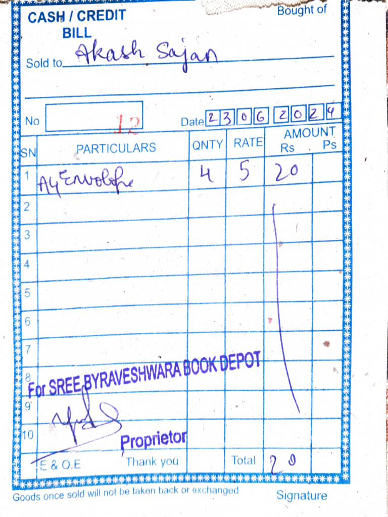 Bill Envelopes for Sree Byraveshwara | PDF