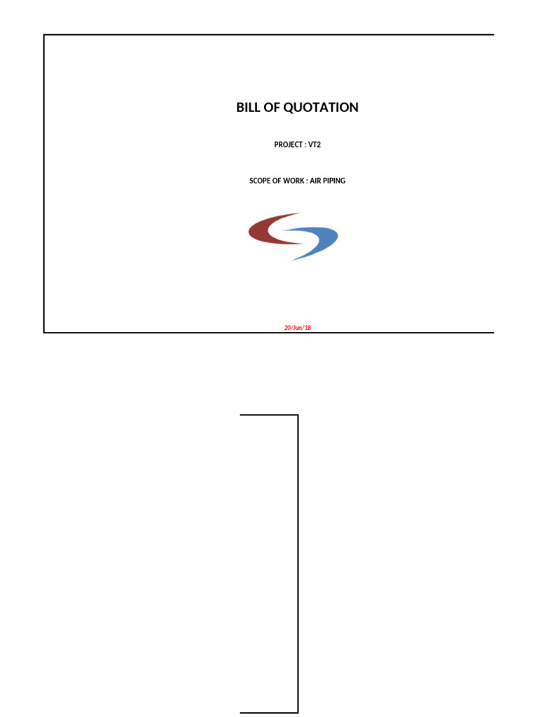 VT2 Air Piping Quotation Summary | PDF | Screw | Gas Technologies