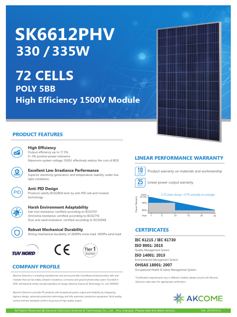 SK6612PHV 5BB HE Poly Module - (330 335) - 1957×992×40 | PDF ...