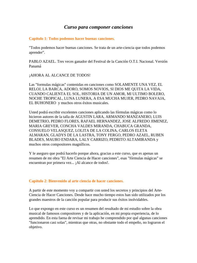 Manual de Musica - Curso para Componer Canciones | PDF | Metro (poesía ...