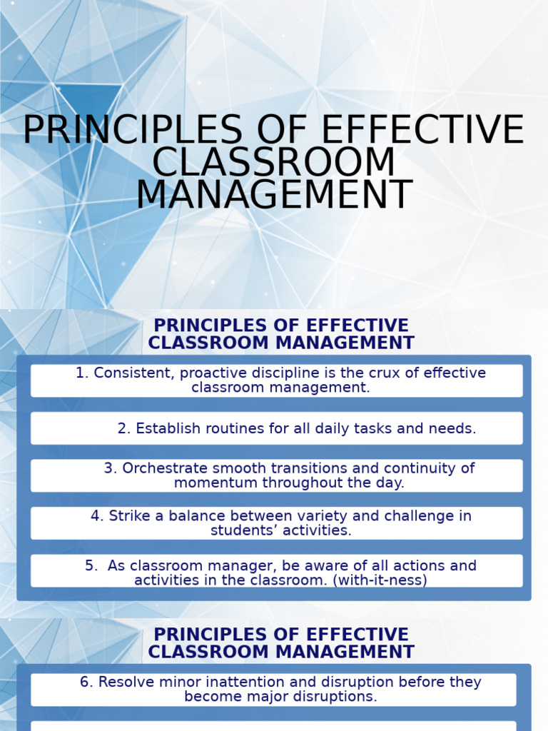 Effective Classroom Management Principles | PDF | Classroom Management ...