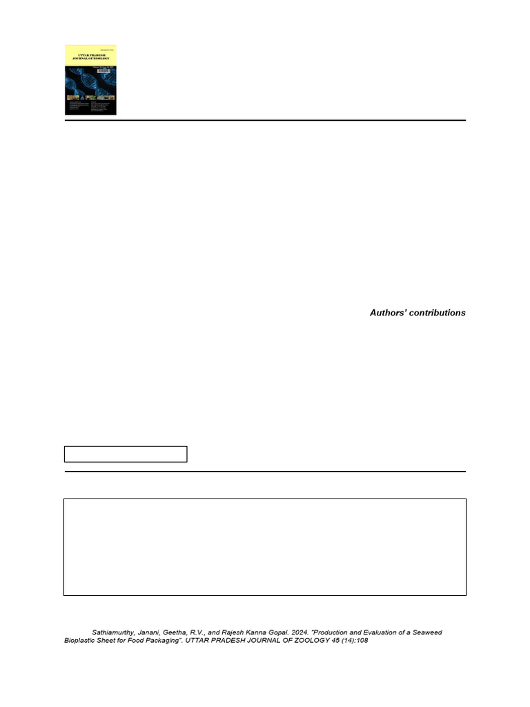 Seaweed Bioplastic for Food Packaging | PDF | Strength Of Materials ...