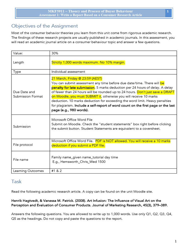 MKF5911 Consumer Research Report Guide | PDF | Consumer Behaviour ...
