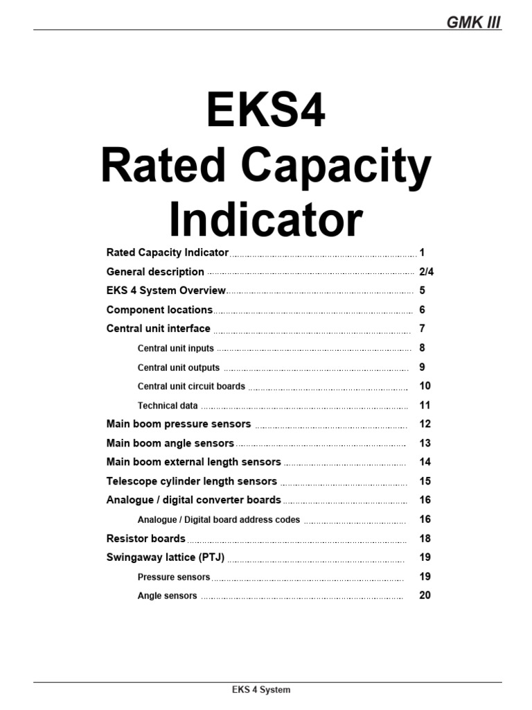 EKS 4 Rated Capacity Indicator Overview | PDF | Resistor | Crane (Machine)