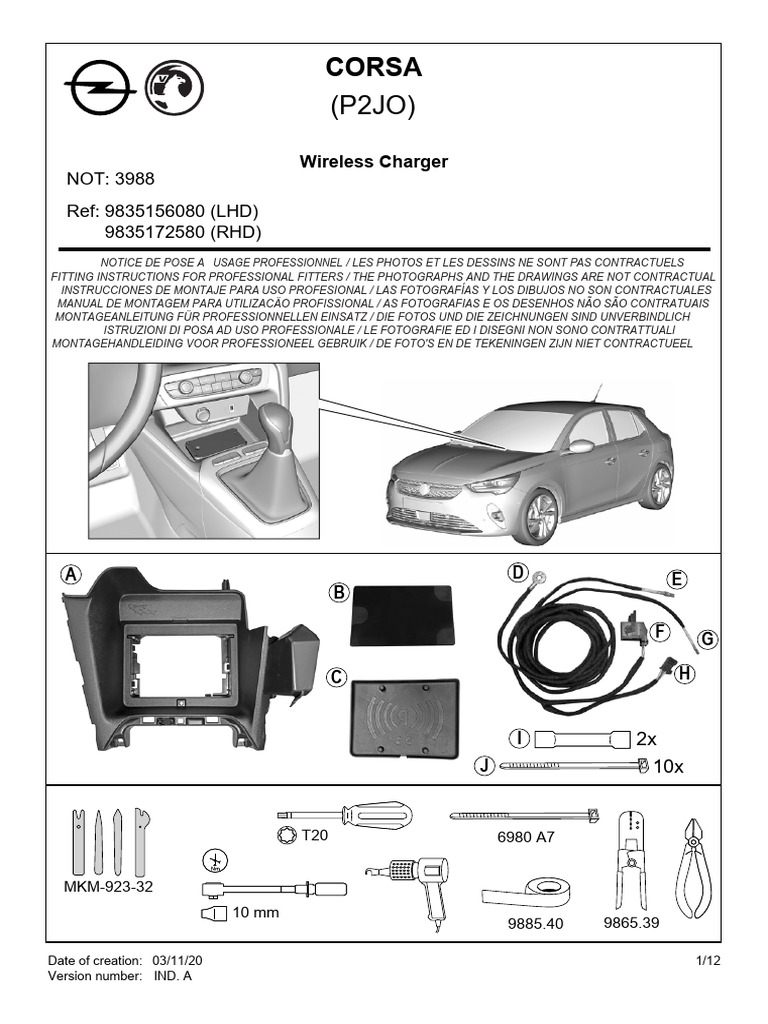 Corsa P2JO Wireless Charger Manual | PDF