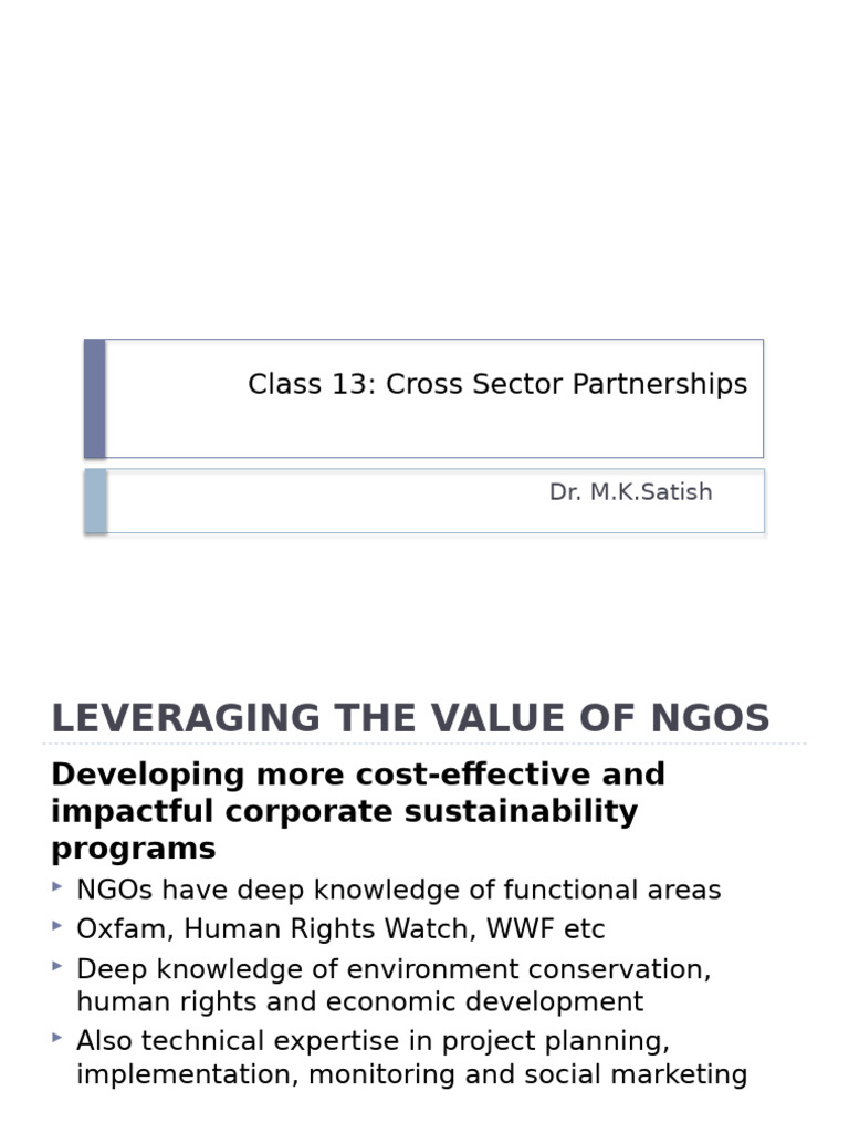 Lec 13-Cross Sector Partnerships | PDF | Employment | Corporate Social ...