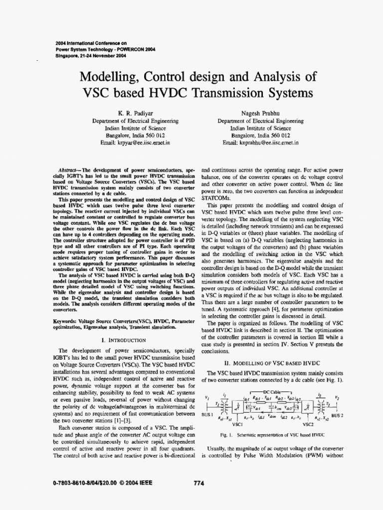Modelling Control Design and Analysis of | PDF | High Voltage Direct ...