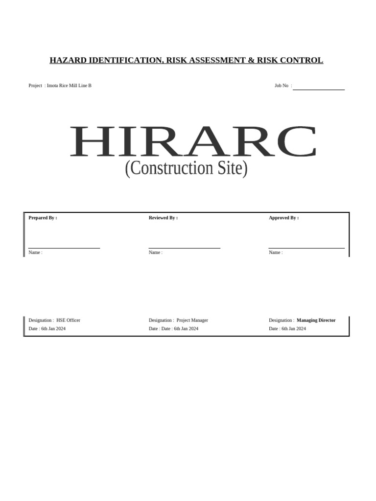 Construction Risk Assessment Template | PDF | Personal Protective ...