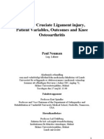 Anterior Cruciate Ligament Injury, Patient Variables, Outcomes and Knee Osteoarthritis