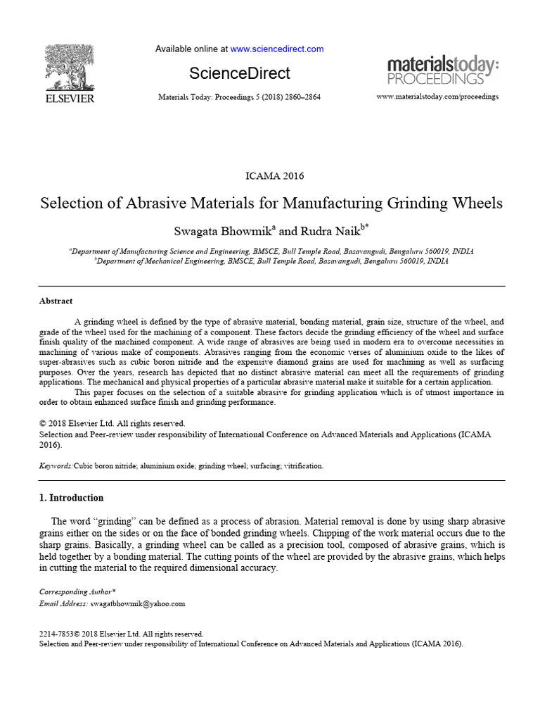 Selecting Abrasive Materials for Grinding | PDF | Abrasive | Grinding ...