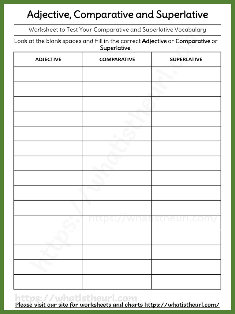Comparative and Superlative Worksheet | PDF