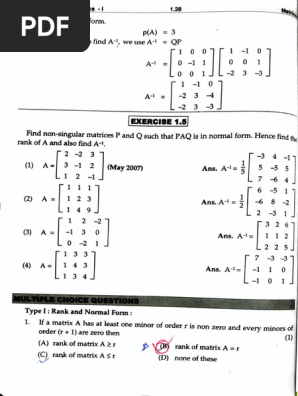 M1 Mcq-Nirali Merged | PDF | Eigenvalues And Eigenvectors | Matrix
