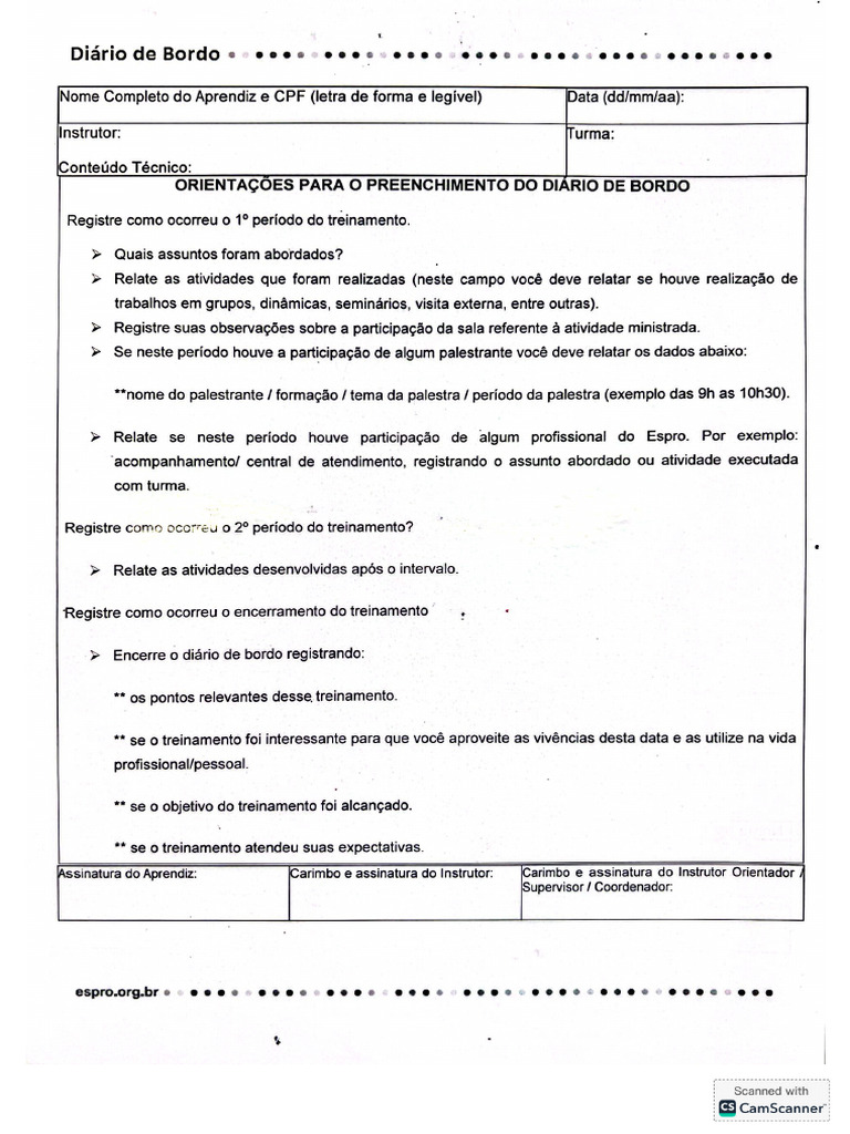 Modelo - Diário de Bordo-1 | PDF