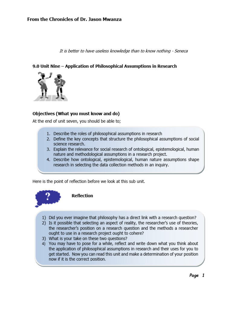 Philosophical Assumptions in Research | PDF | Reality | Knowledge