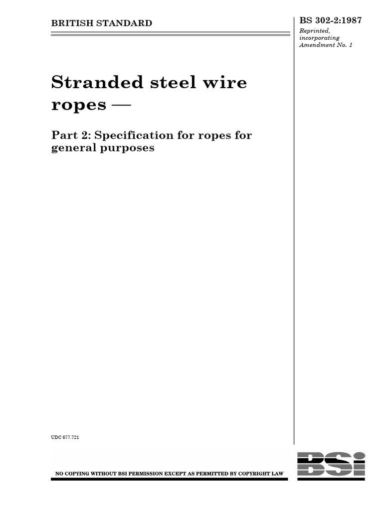 BS 302-2-1987 Stranded Steel Wire Ropes | PDF | Rope | Wire