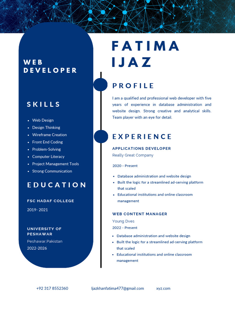 Blue Web Developer Resume | PDF