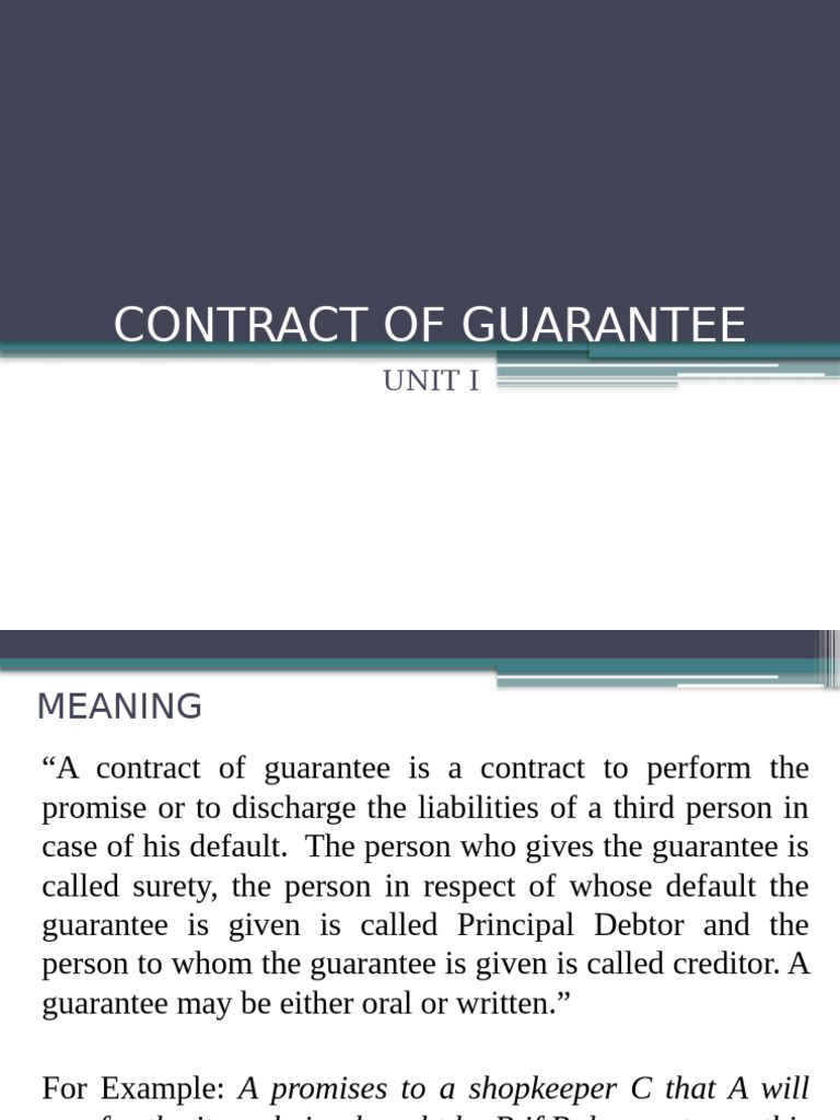 Understanding Contracts of Guarantee | PDF | Guarantee | Consent