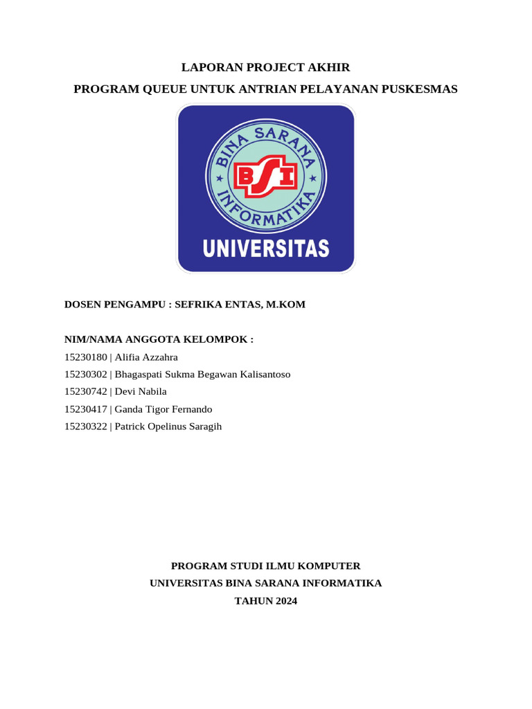 Program Antrian Puskesmas dengan Queue | PDF