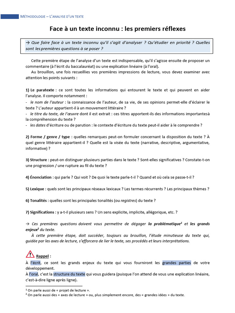 Analyse d'un texte inconnu | PDF
