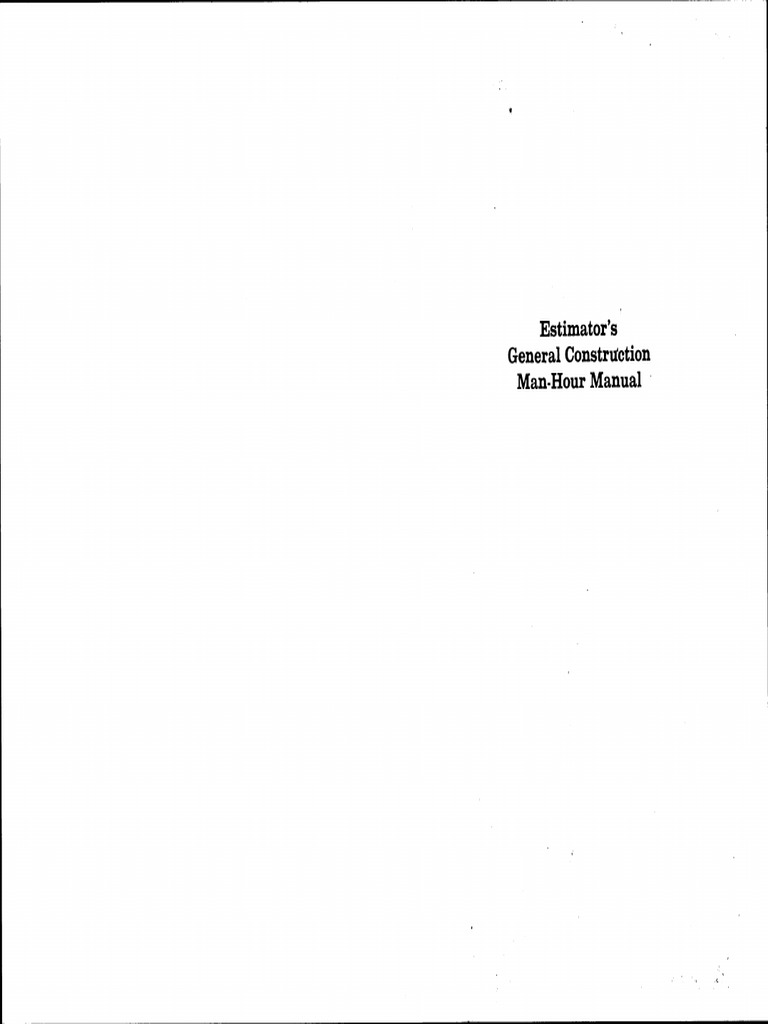 Estimator's General Constructions Man-Hours Manual v1 | PDF