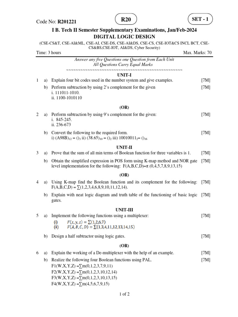 Digital Logic Design Jan 2024 | PDF | Electronic Engineering ...
