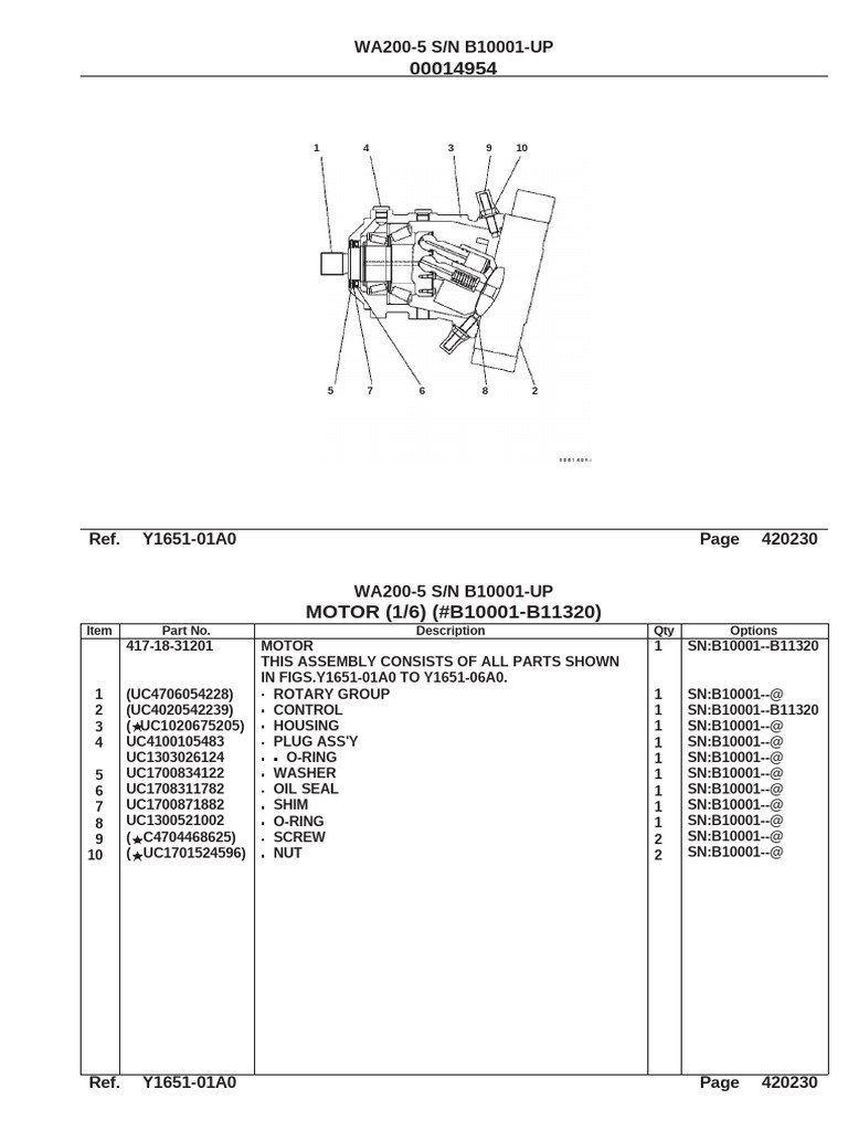 WA200-5 Motor Assembly Parts List | PDF | Piston | Engine Technology